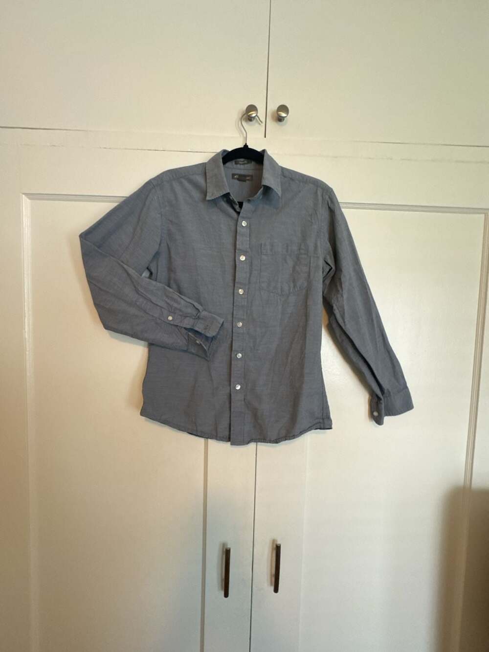 Eddie Bauer Men's Classic Fit Blue Micro Gingham Button Down Long Sleeve Shirt S